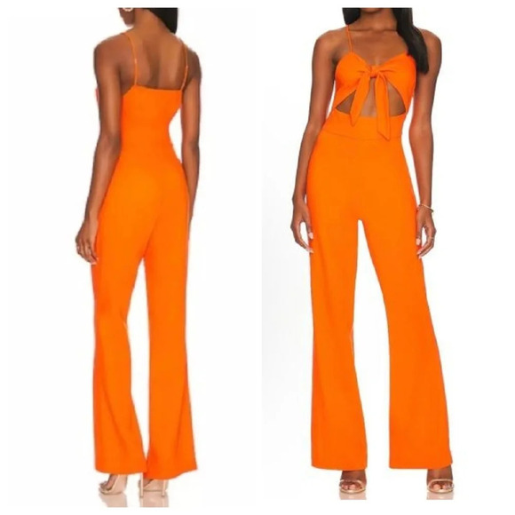 NWT Lita By Ciara Orange Cutout Flare Jumpsuit Viscose women's size XXL - Picture 4 of 14